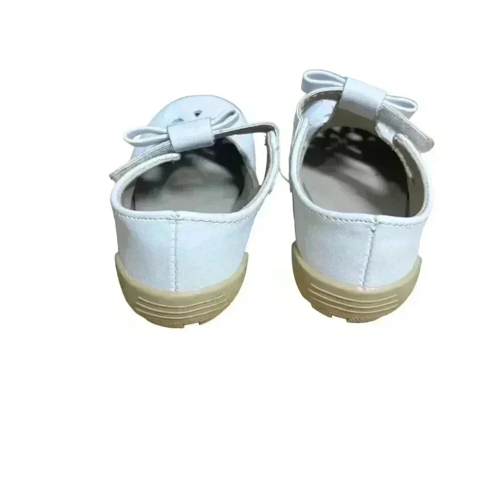 Trimfoot Co. Baby Girl White Leather Mary Jane Shoes Bow Flower Detailing size 5 - Picture 5 of 8